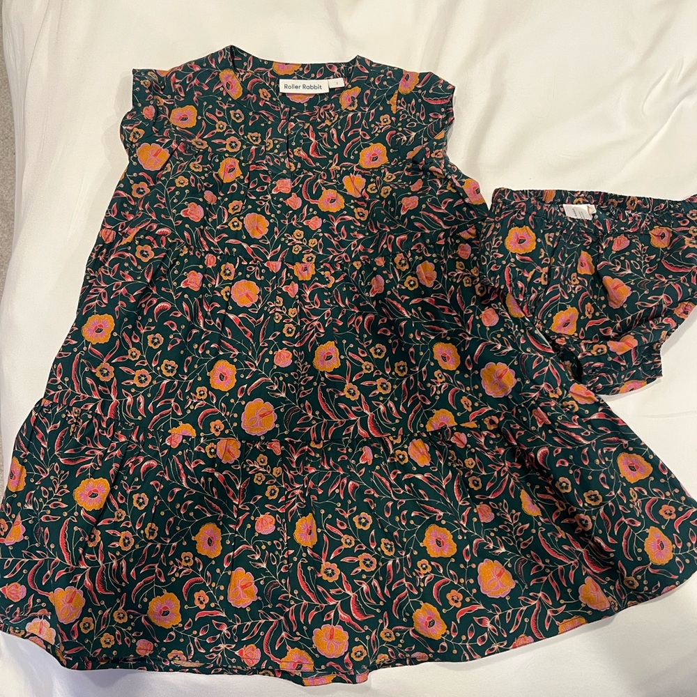 Roller Rabbit Floral Kids Dress - Green and Pink